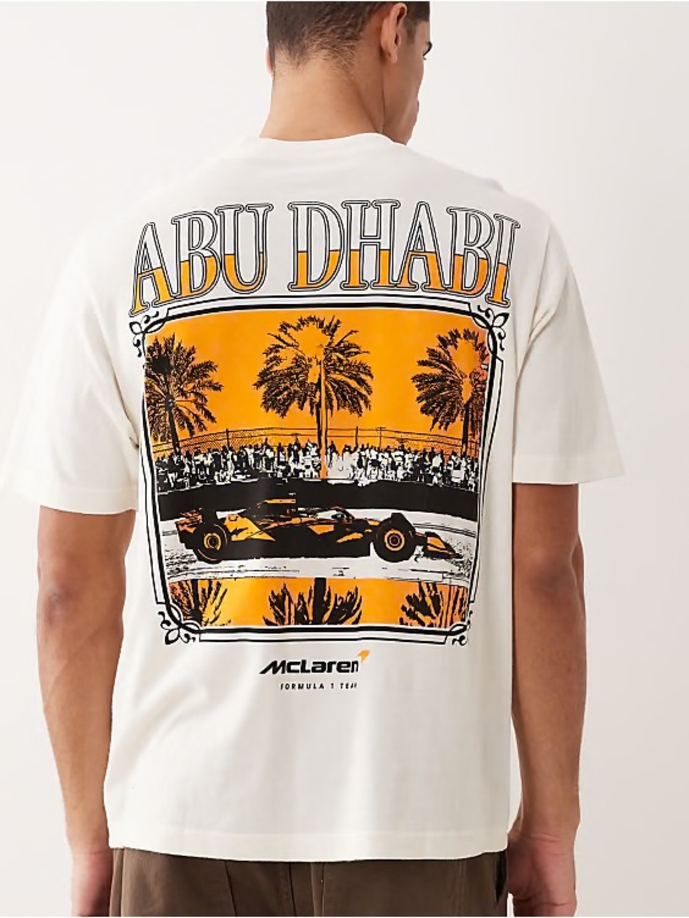 Abercrombie & Fit x McLaren Vintage Inspired Graphic Tee Cream Size XS